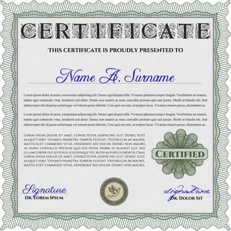 Certificate of achievement. With complex linear background. Frame certificate template Vector.Good design. 