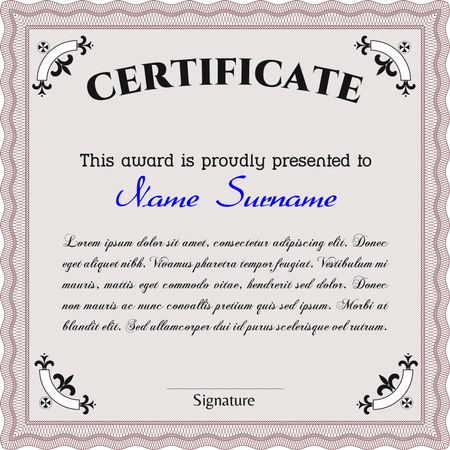 Certificate of achievement template. Nice design. With background. Detailed.