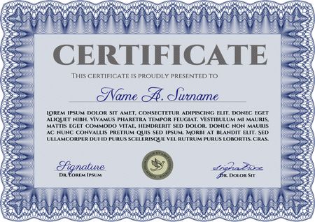 Certificate of achievement. Printer friendly. Nice design. Vector pattern that is used in money and certificate.