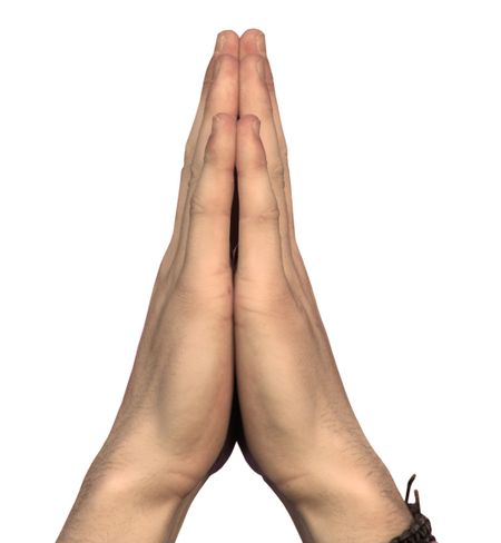 hands together in praying position
