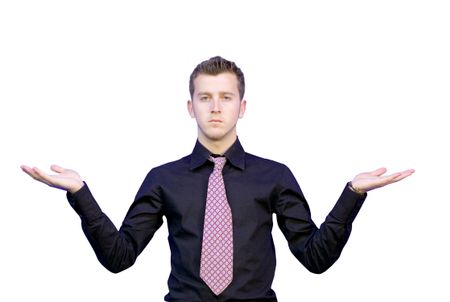 business man with hands facing up. Good for placing objects on hands