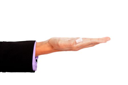 business hand displaying something imaginary isolated