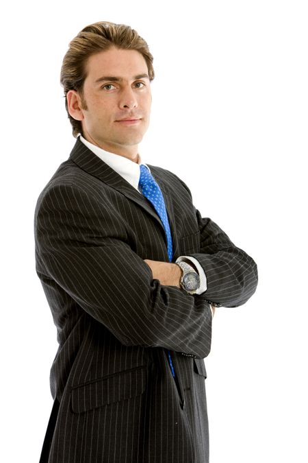 Business man portrait isolated over a white background