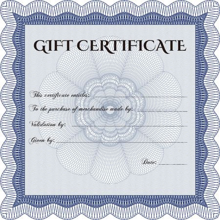 Vector Gift Certificate template. Sophisticated design. With background. Customizable, Easy to edit and change colors.