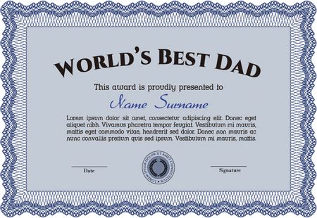 Best Father Award Template. Complex background. Customizable, Easy to edit and change colors.Retro design. 