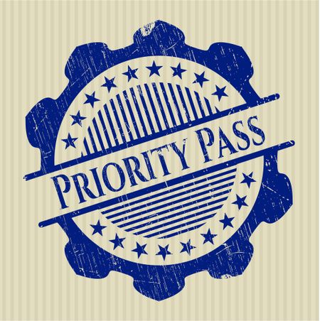 Priority Pass rubber stamp with grunge texture