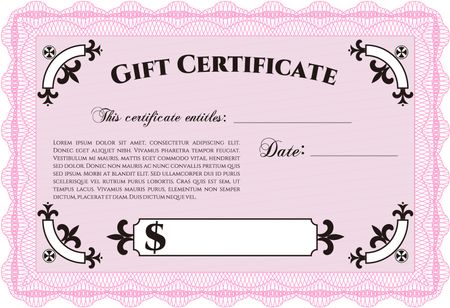 Gift certificate template. Vector illustration.Sophisticated design. Printer friendly. 