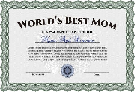 World's Best Mom Award. Customizable, Easy to edit and change colors.With complex linear background. Excellent design. 