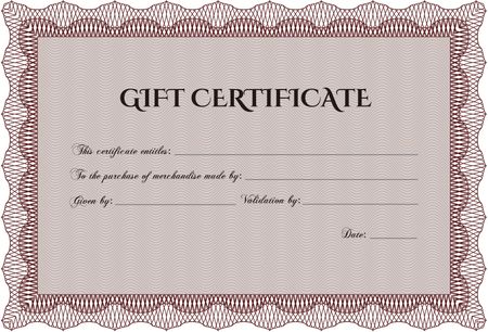 Formal Gift Certificate template. Border, frame.Good design. With complex background. 
