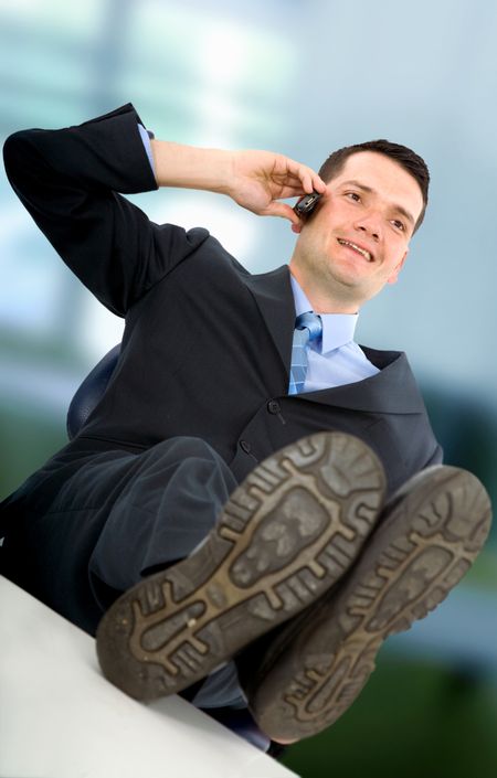 business man on the phone in an office