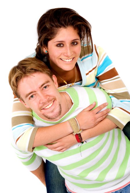 couple having fun isolated over a white background