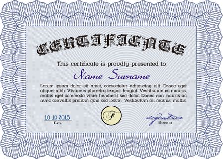 Certificate template or diploma template. Elegant design. With complex linear background. Frame certificate template Vector.