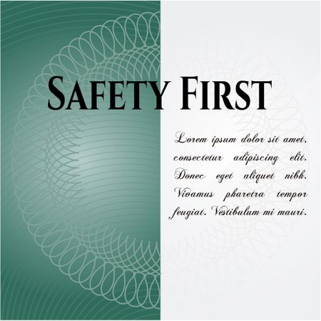 Safety First card, poster or banner