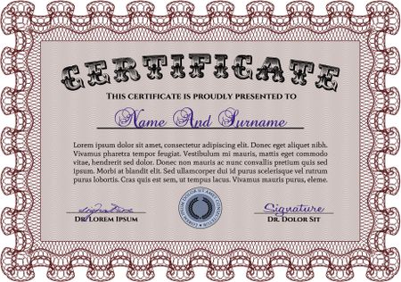 Certificate of achievement template. Complex design. Complex background. Customizable, Easy to edit and change colors.