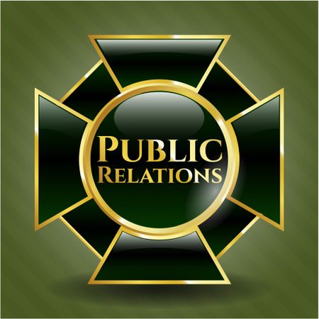 Public Relations golden emblem or badge