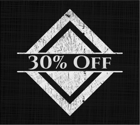 30% Off chalk emblem written on a blackboard