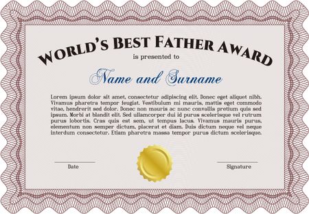 World's Best Father Award Template. With quality background. Customizable, Easy to edit and change colors.Elegant design. 