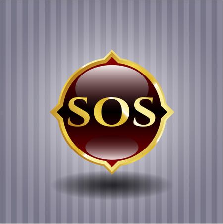 SOS gold shiny badge