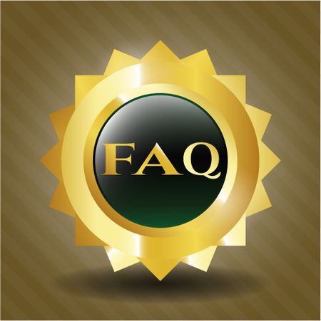 FAQ gold emblem or badge