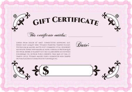 Vector Gift Certificate. Detailed.Complex background. Complex design. 