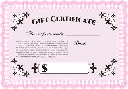 Vector Gift Certificate. Detailed.Complex background. Complex design.