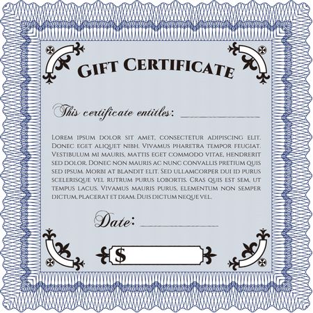 Vector Gift Certificate. Detailed.With complex linear background. Beauty design. 