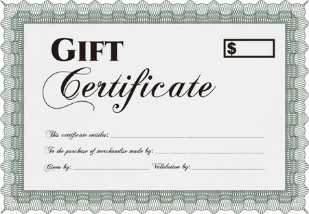 Gift certificate template. With guilloche pattern and background. Vector illustration.Artistry design. 