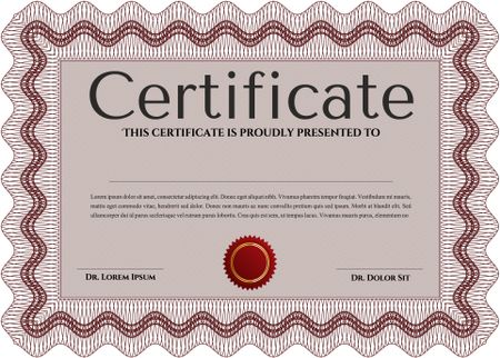 Diploma or certificate template. With linear background. Cordial design. Money style.