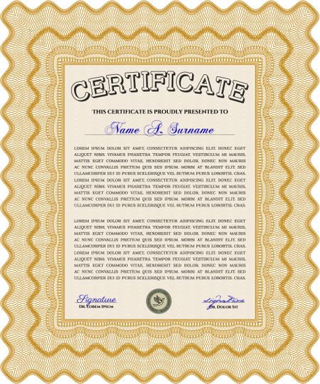 Certificate template or diploma template. Frame certificate template Vector.Beauty design. With complex linear background. 