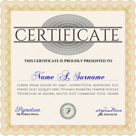 Sample Certificate. Elegant design. With guilloche pattern and background. Vector pattern that is used in money and certificate.