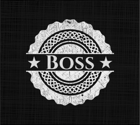 Boss chalkboard emblem on black board