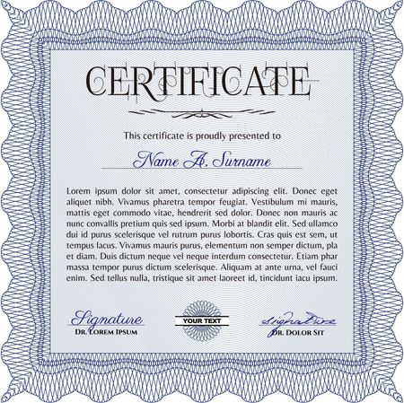 Sample Certificate. With guilloche pattern. Sophisticated design. Vector certificate template.