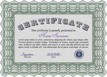 Sample Certificate. Lovely design. With guilloche pattern and background. Vector pattern that is used in money and certificate.