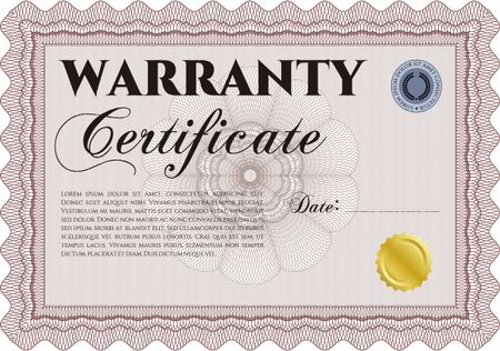 Warranty template. Complex design. It includes background. Perfect style. 