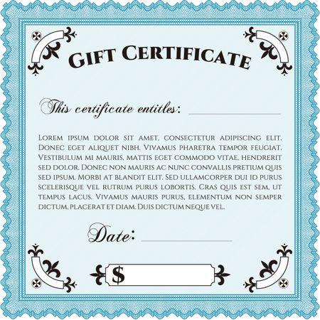 Gift certificate template. Complex design. Customizable, Easy to edit and change colors.With great quality guilloche pattern. 