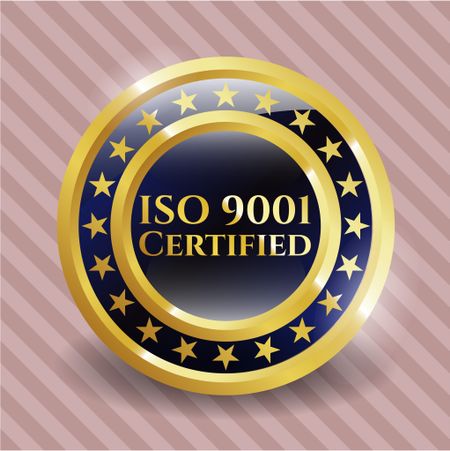 ISO 9001 Certified golden emblem or badge