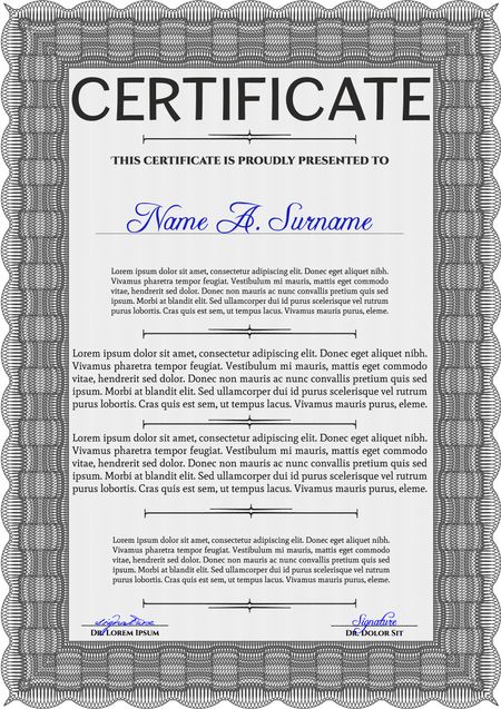 Certificate template or diploma template. Good design. With guilloche pattern. Money style.