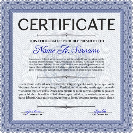 Certificate or diploma template. Vector certificate template.With complex background. Artistry design. 