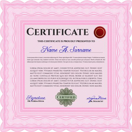 Diploma or certificate template. Sophisticated design. Border, frame.With guilloche pattern and background. 