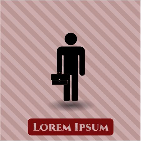 Businessman holding briefcase vector icon or symbol