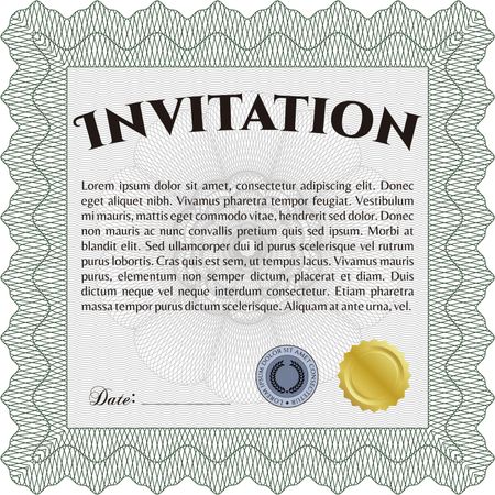 Invitation template. With complex background. Lovely design. Detailed.