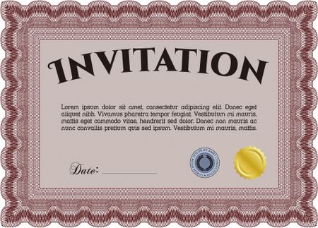 Retro invitation template. With complex background. Detailed.Excellent complex design.