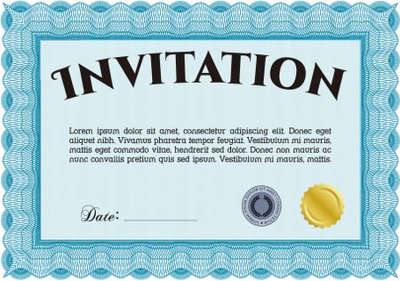 Vintage invitation template. Detailed.Lovely design. With guilloche pattern. 