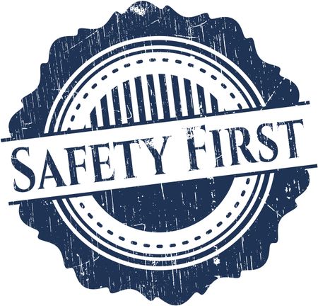 Safety First rubber stamp with grunge texture