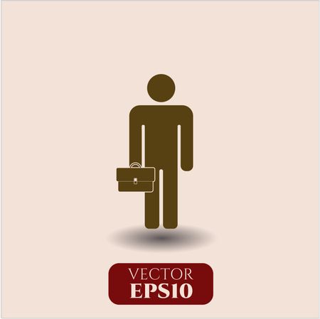 Businessman holding briefcase vector icon