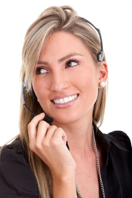 Customer support operator isolated over a white background