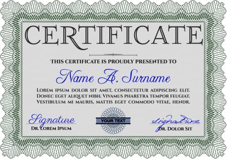 Certificate of achievement template. With complex background. Border, frame.Elegant design.