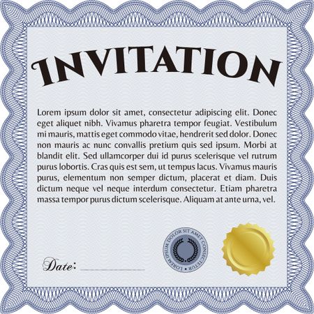 Retro invitation. Detailed.Good design. With guilloche pattern. 