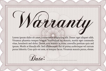 Sample Warranty certificate. Easy to print. Very Customizable. With sample text. 