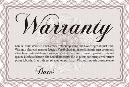 Sample Warranty certificate. Easy to print. Very Customizable. With sample text.